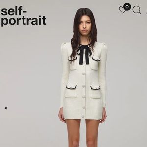 Self Portrait Ivory Lurex Knit Dress